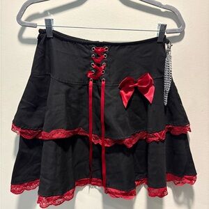 Social Collision Black & Red Tiered Lace Mini Skirt Mall Goth Emo Punk MD